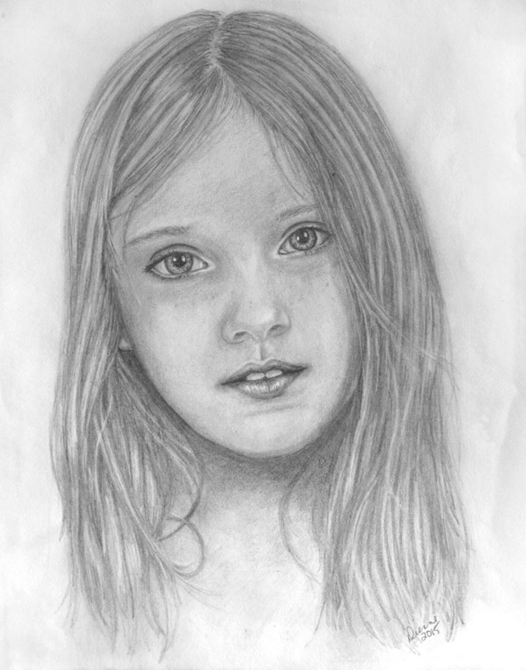 Portrait of a child in graphite pencil